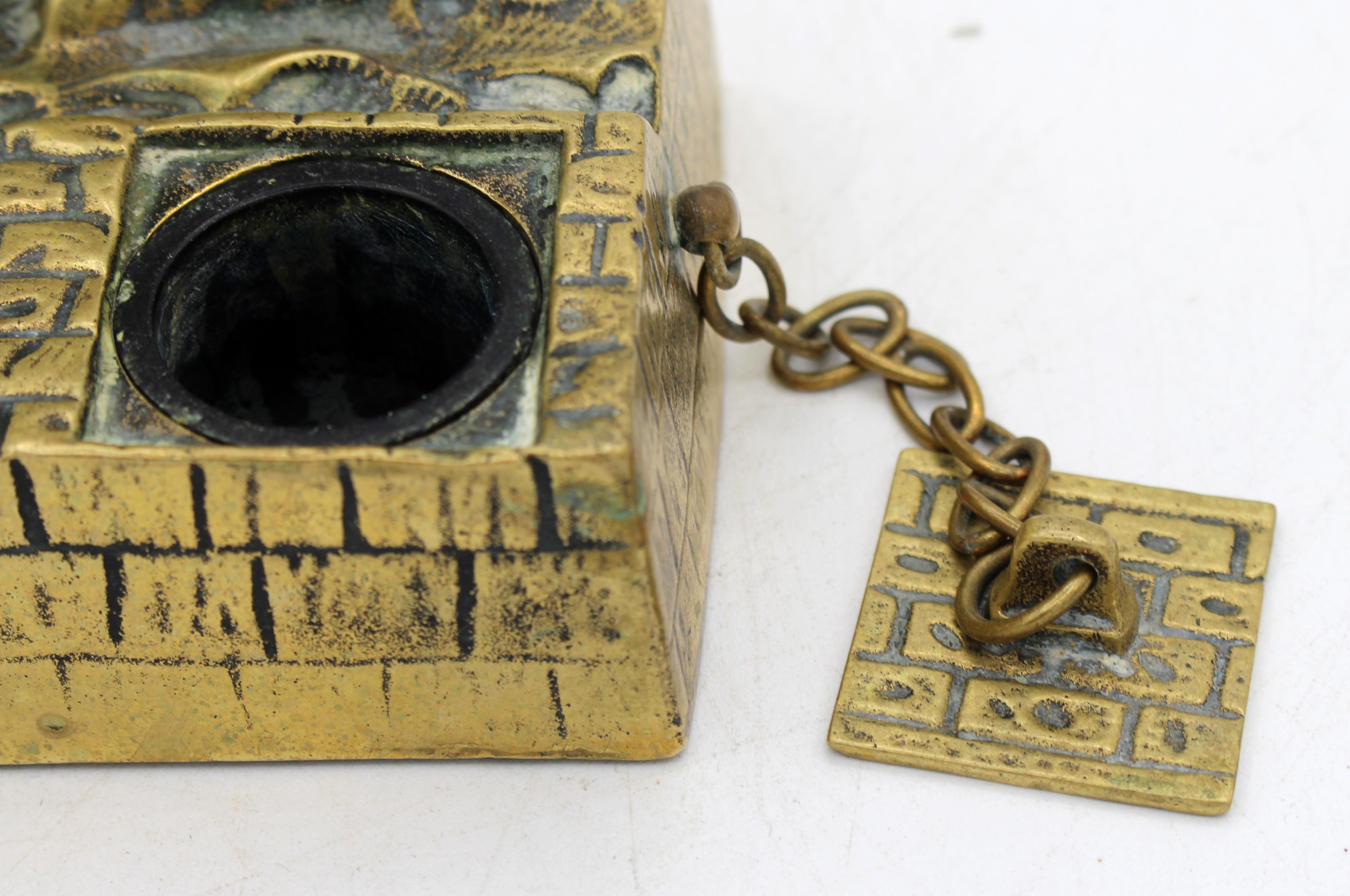 1924 English Brass Ship Inkstand en venta 1