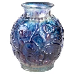 1924 Gabriel Argy-Rousseau Fruits et Feuilles Vase Pate de Verre Glass