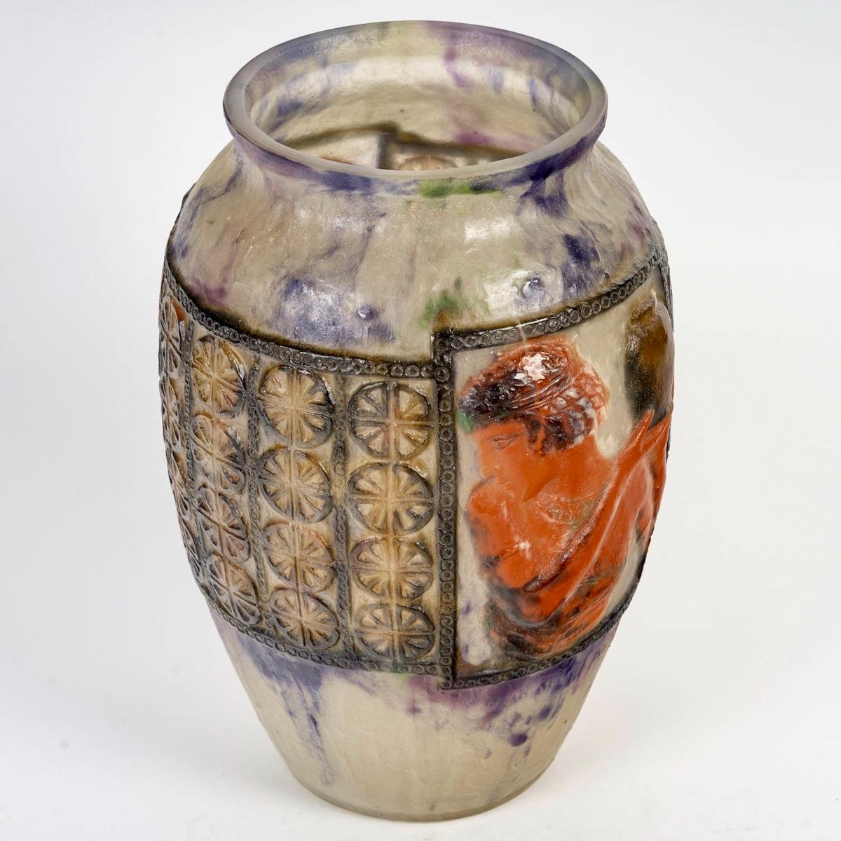 Art Déco 1924 Gabriel Argy-Rousseau - Vaso libagione in vetro Pate De Verre in vendita