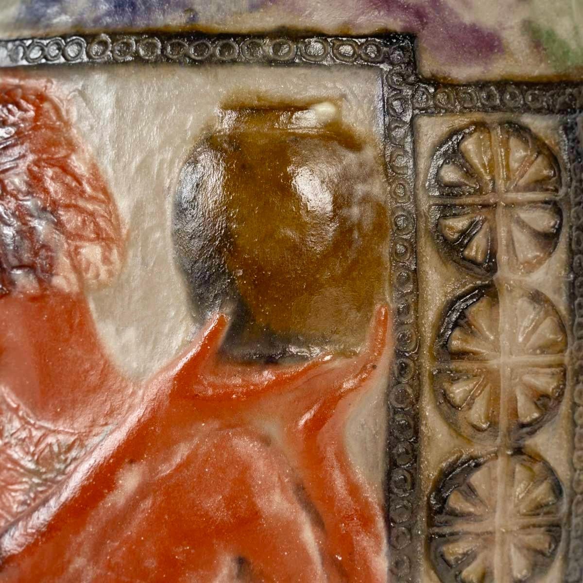 Vetro soffiato 1924 Gabriel Argy-Rousseau - Vaso libagione in vetro Pate De Verre in vendita
