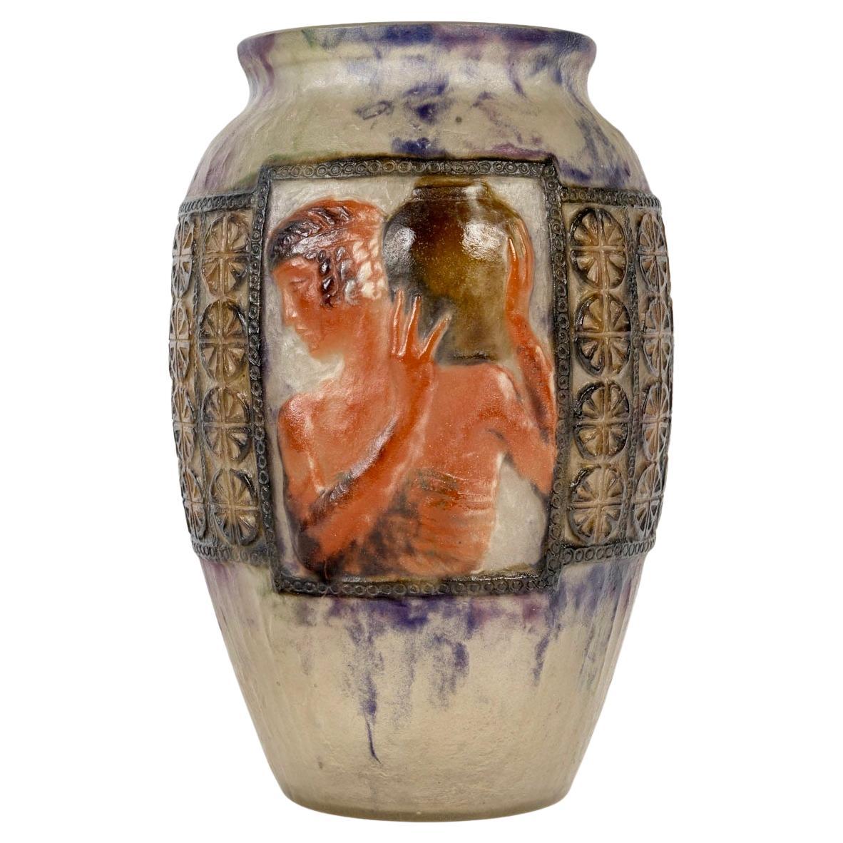 1924 Gabriel Argy Rousseau - Vase Libation Glass Pate De Verre