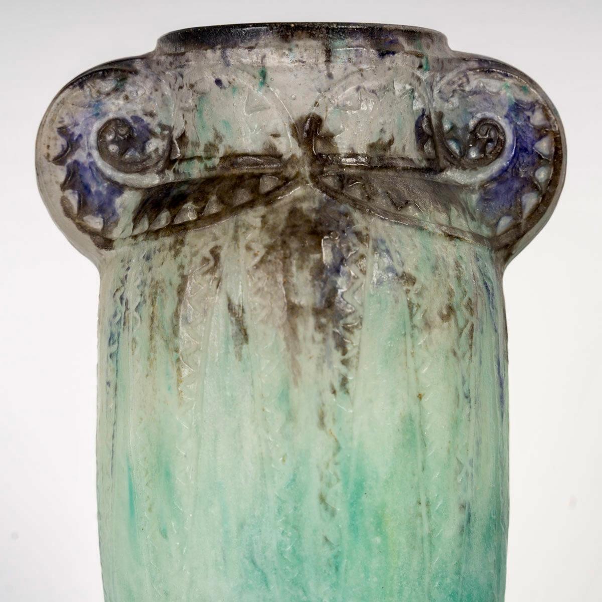 Art Déco 1924 Gabriel Argy-Rousseau - Vaso Tebe in vetro Pate De Verre in vendita