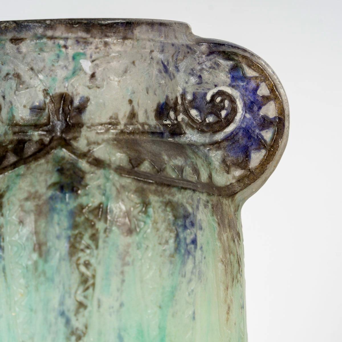 Francese 1924 Gabriel Argy-Rousseau - Vaso Tebe in vetro Pate De Verre in vendita
