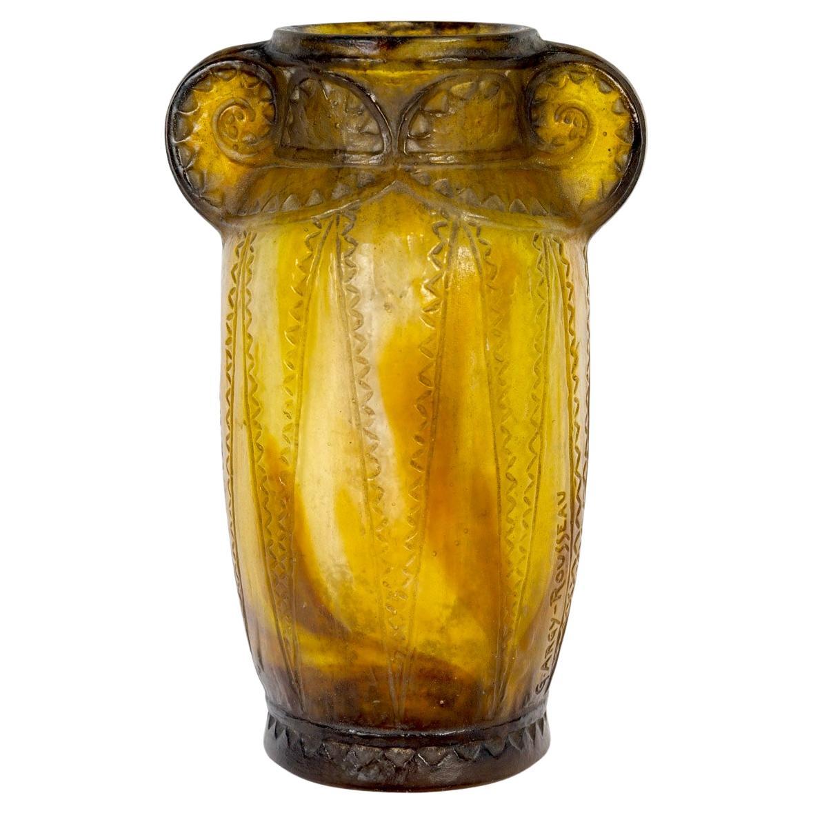 1924 Gabriel Argy-Rousseau - Vaso Tebe in vetro Pate De Verre