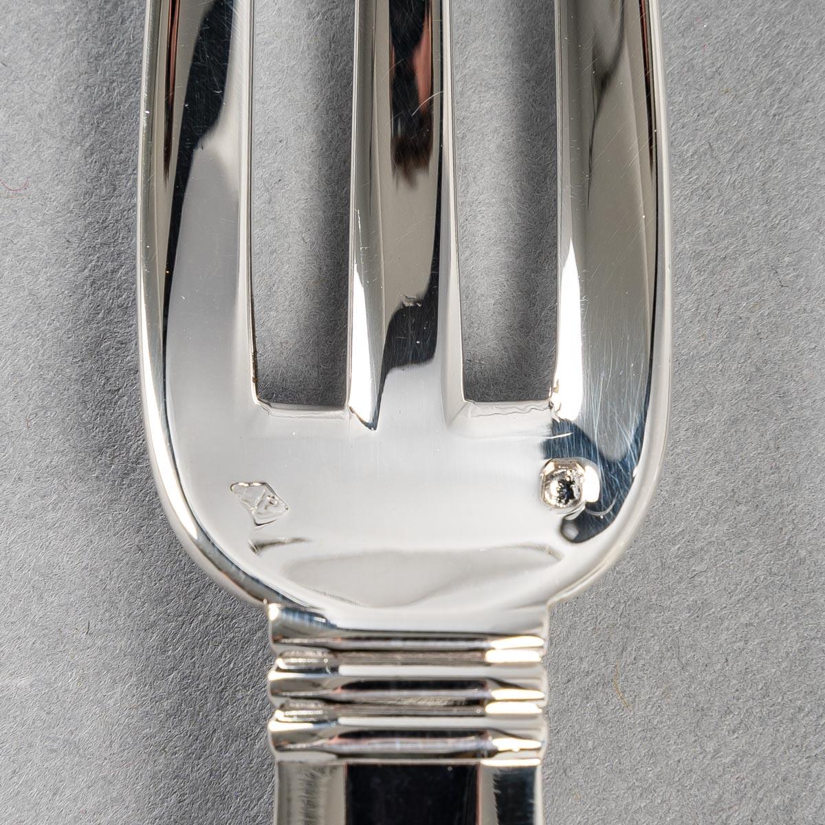 Early 20th Century 1924 Jean Puiforcat, Cutlery Flatware Set Bayonne Sterling Silver, 64 Pieces