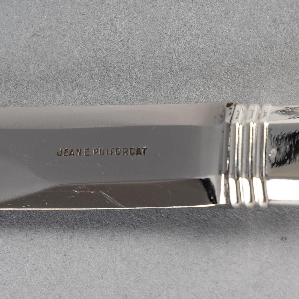 1924 Jean Puiforcat, Cutlery Flatware Set Bayonne Sterling Silver, 64 Pieces 1