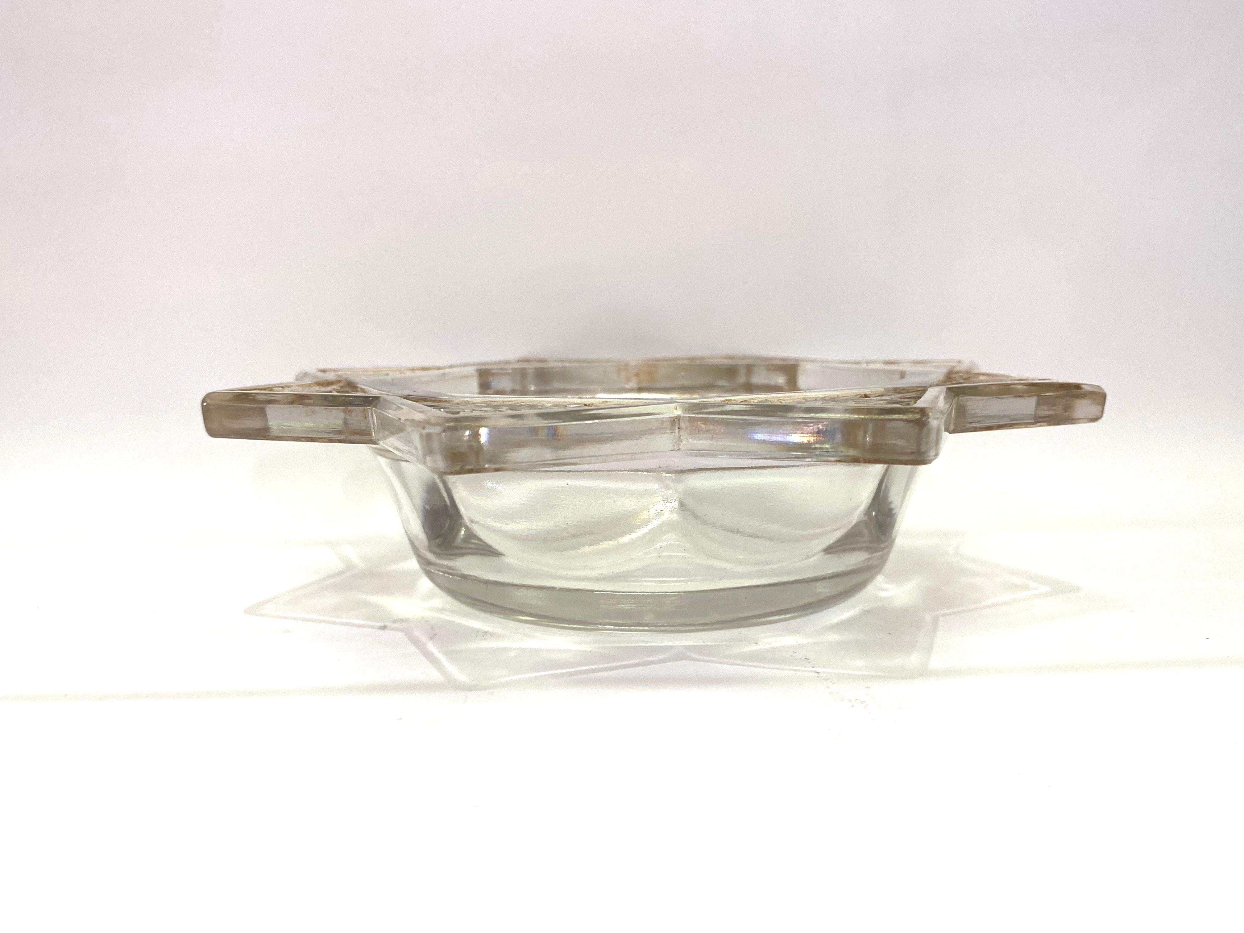 Art Deco 1924 Original Rene Lalique Fauvettes Astray Clear Glass with Sepia Patina, Birds