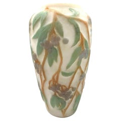 1924 Phoenix Consolidated Satin Glas Lampe Vase Basis mit Weinblättern Floral