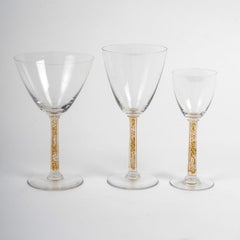 1924 René Lalique 18 Phalsbourg Glasses Glass with Sepia Patina