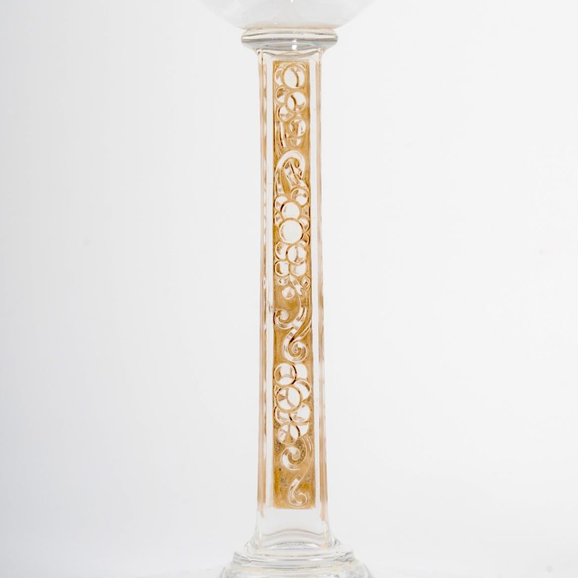 1924 René Lalique 18 Phalsbourg Gläser Glas mit Sepia Patina (Art déco) im Angebot