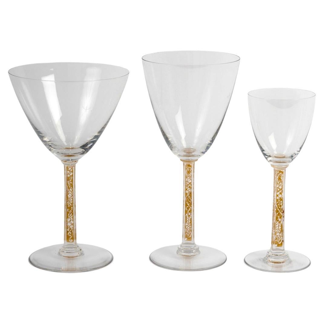 1924 René Lalique 18 Phalsbourg Gläser Glas mit Sepia Patina