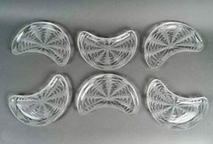 1924 Rene Lalique - 6 Salad Crescent Plates Pissenlit Dandelion Glass