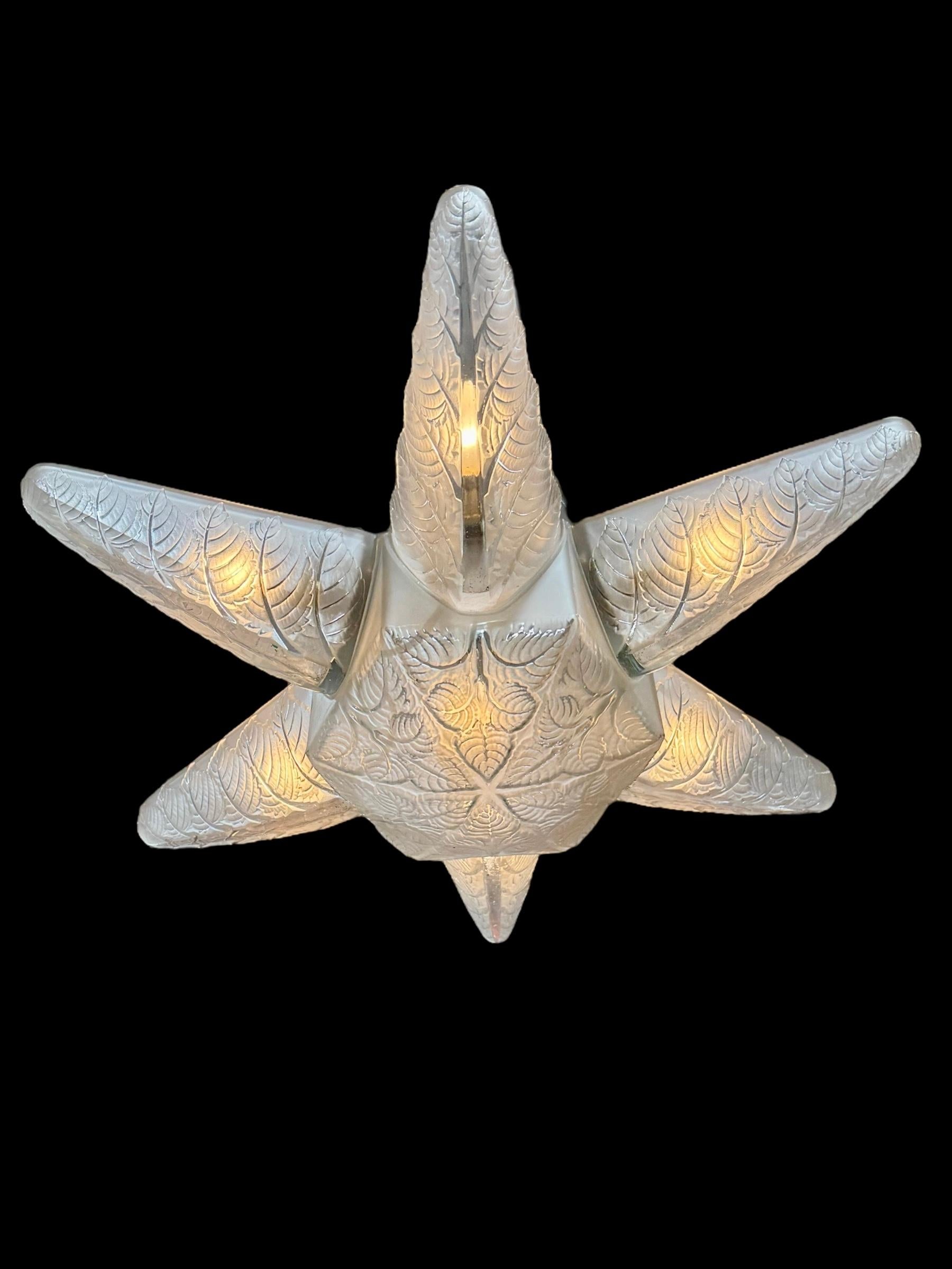 Molded 1924 René Lalique - Art Deco Chandelier Noisetier Frosted Glass