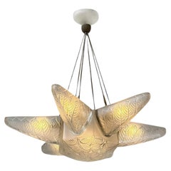 1924 René Lalique - Art Deco Chandelier Noisetier Frosted Glass