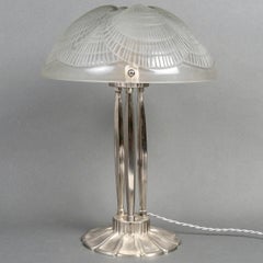 1924 René Lalique - Art Deco Lamp Coquilles Shells Glass & Bronze