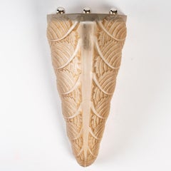 1924 René Lalique - Art Deco Noisetier Sconces Wall Lights Glass Sepia Patina