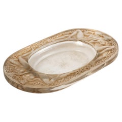 1924 René Lalique Ashtray Medicis Frosted Glass with Sepia Patina