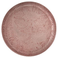 Vintage 1924 René Lalique, Box Vaucluse Frosted Glass with Pink Patina