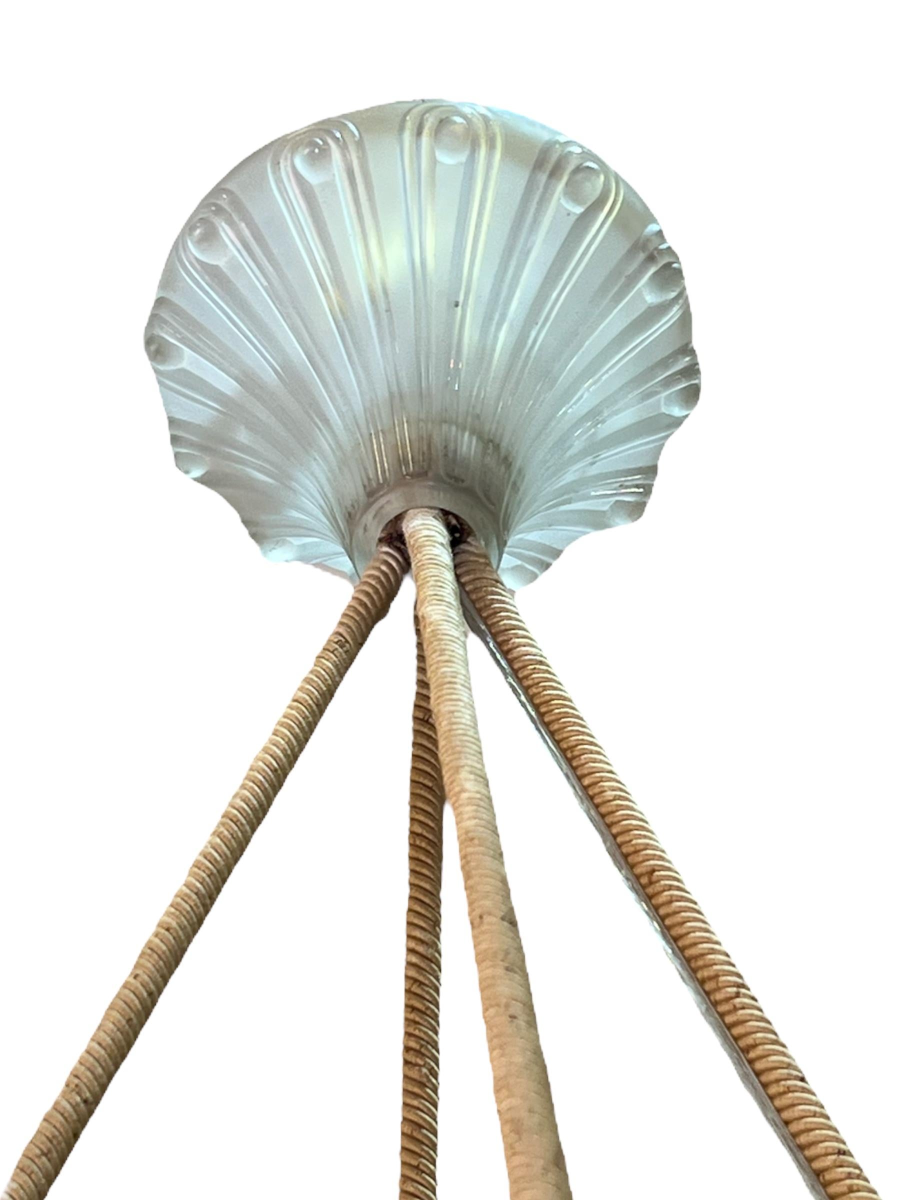 1924 René Lalique, Ceiling Fixture Light Chandelier Charmes Frosted Glass In Good Condition In Boulogne Billancourt, FR