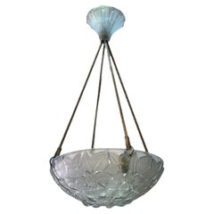 1924 René Lalique, Ceiling Fixture Light Chandelier Charmes Frosted Glass