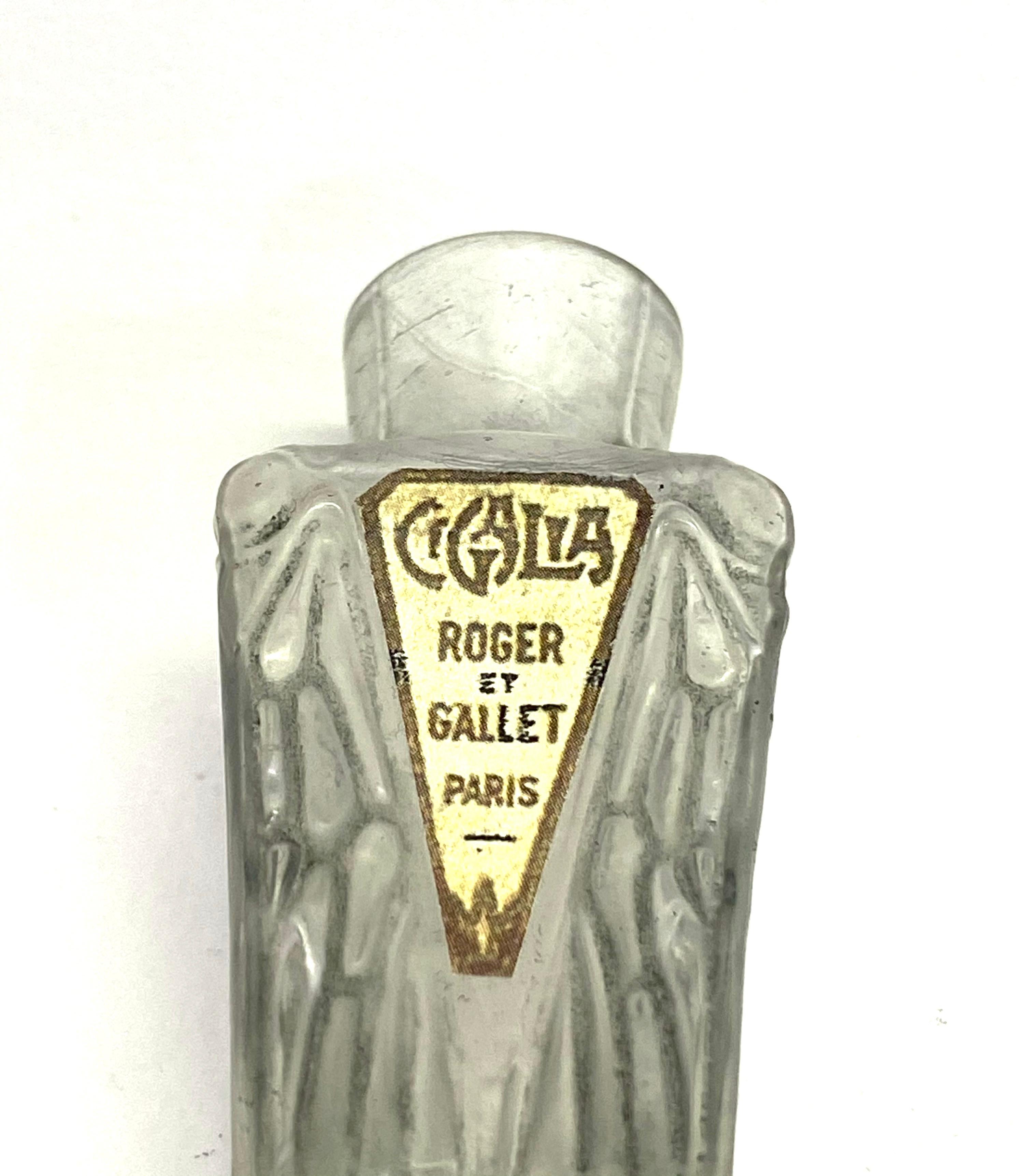 French 1924 Rene Lalique Cigalia Roger & Gallet Perfume Bottle Grey Stained Glass