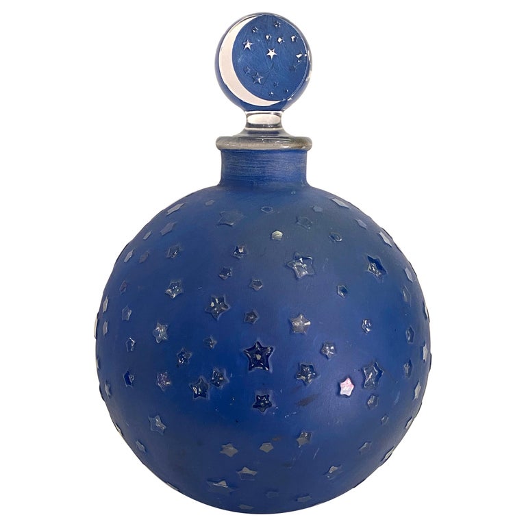 1924 Rene Lalique Dans La Nuit Perfume Bottle for Worth Blue
