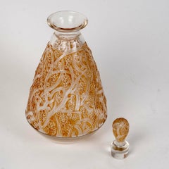 1924 René Lalique Decanter Cep Schlumberger Glass with Sepia Patina