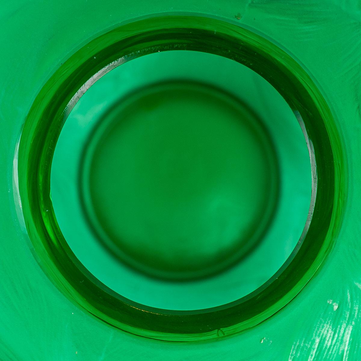 Molded 1924 René Lalique Formose Vase in Emerald Green Glass