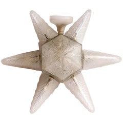 Antique 1924 Rene Lalique Noisetier Chandelier Leaves Pattern in Clear and Frosted Glass