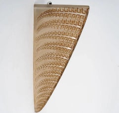 1924 Rene Lalique Pair of Sconces Wall Lights Fougeres Glass with Sepia Patina