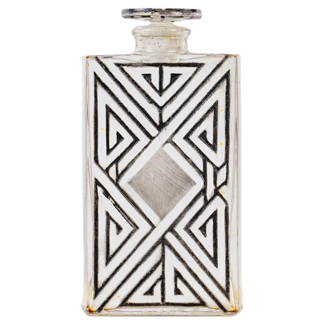 1924 René Lalique - Perfume Bottle 5 Forvil Glass With Black Enamel