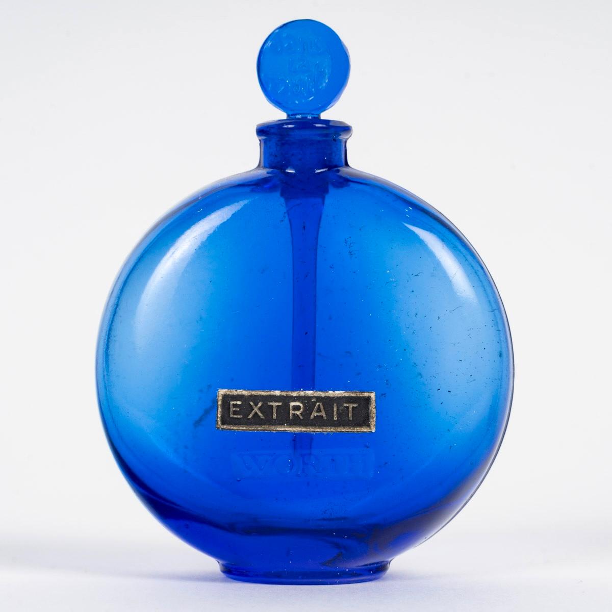 Stampato 1924 René Lalique Bottiglie di profumo Je Reviens & Dans La Nuit in vetro blu Per il valore in vendita