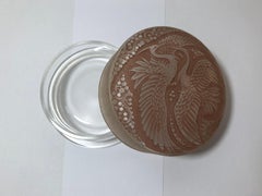 1924 Rene Lalique Rambouillet Box Frosted Pink Stained Glass