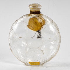 1924 Rene Lalique Relief Perfume Bottle Forvil Frosted Glass with Label