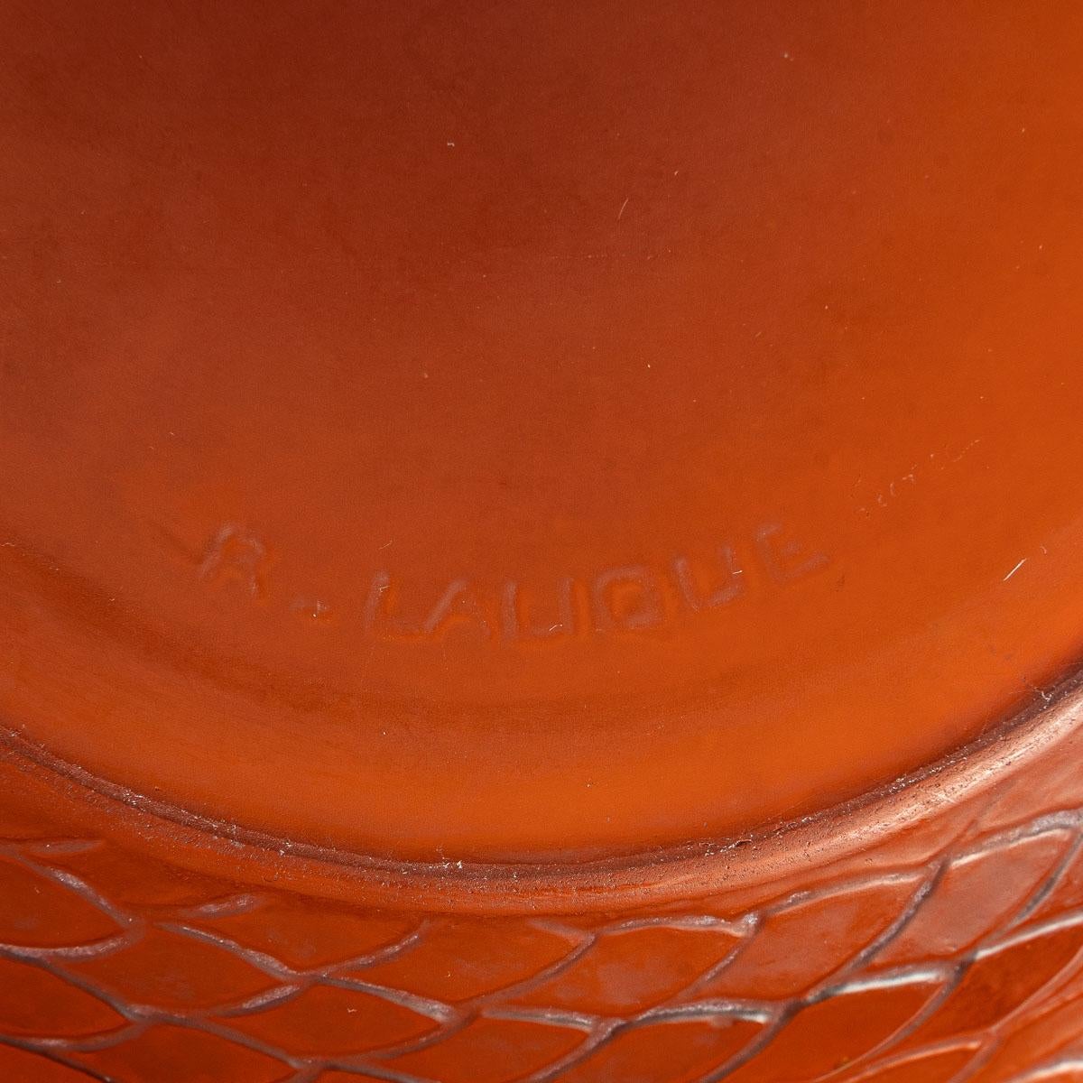 1924 René Lalique Serpent Vase in Amber Glass, Snake In Good Condition In Boulogne Billancourt, FR