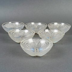 1924 René Lalique - Set di 6 ciotole Coquilles Shells in vetro opalescente