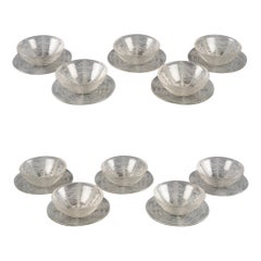 1924 René Lalique, Set of Pissenlit 10 Bowls Cups 
10 Plates Glass 20 Pieces