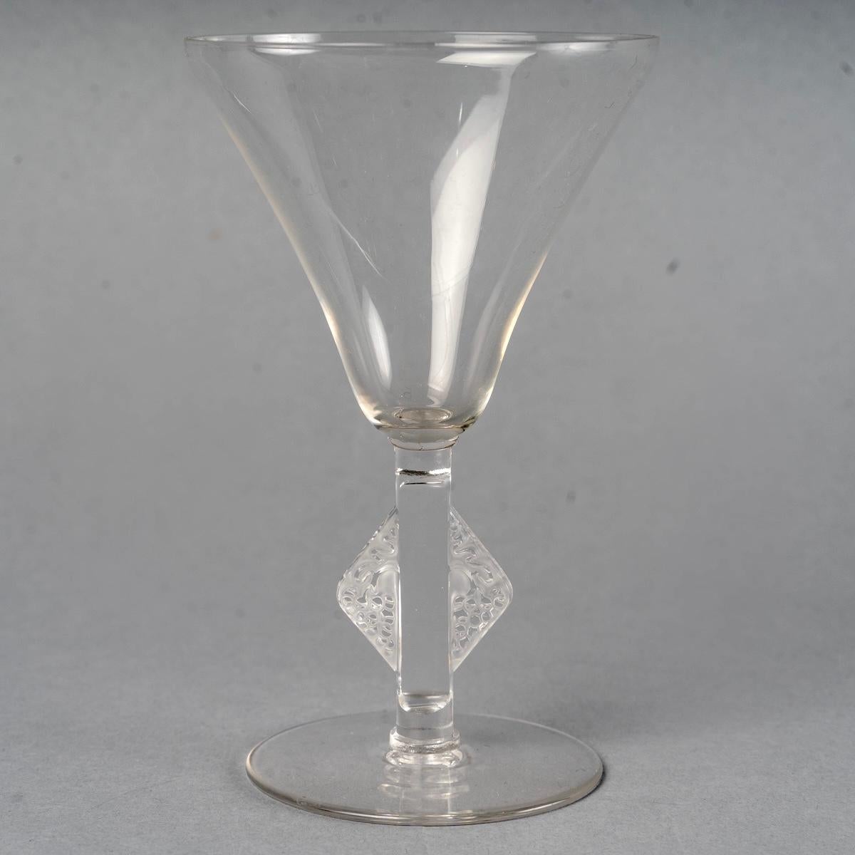 Early 20th Century 1924 René Lalique, Set of Tablewares Glasses Savergne Clear Glass, 34 Pieces For Sale