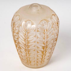 1924 René Lalique Tournai Vase Clear and Frosted Glass with Sepia Patina