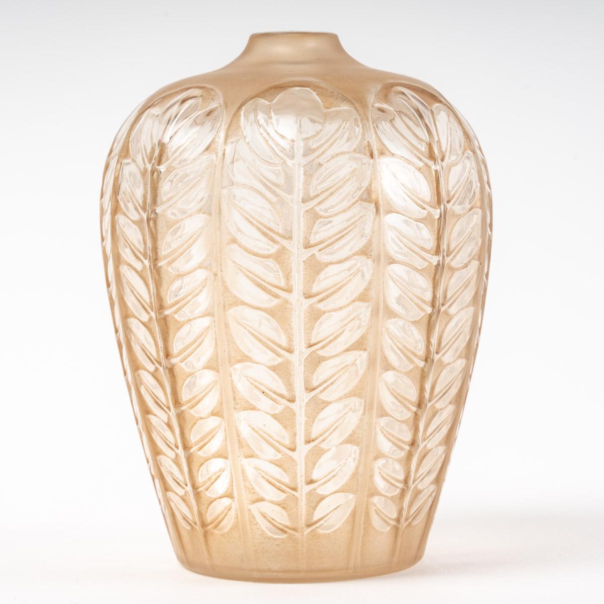 Art Deco 1924 René Lalique Tournai Vase Clear and Frosted Glass with Sepia Patina
