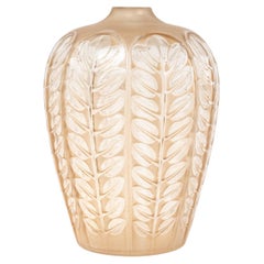 1924 René Lalique Tournai Vase Clear and Frosted Glass with Sepia Patina