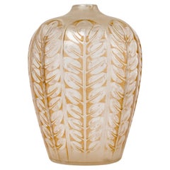 1924 René Lalique Tournai Vase Clear and Frosted Glass with Sepia Patina
