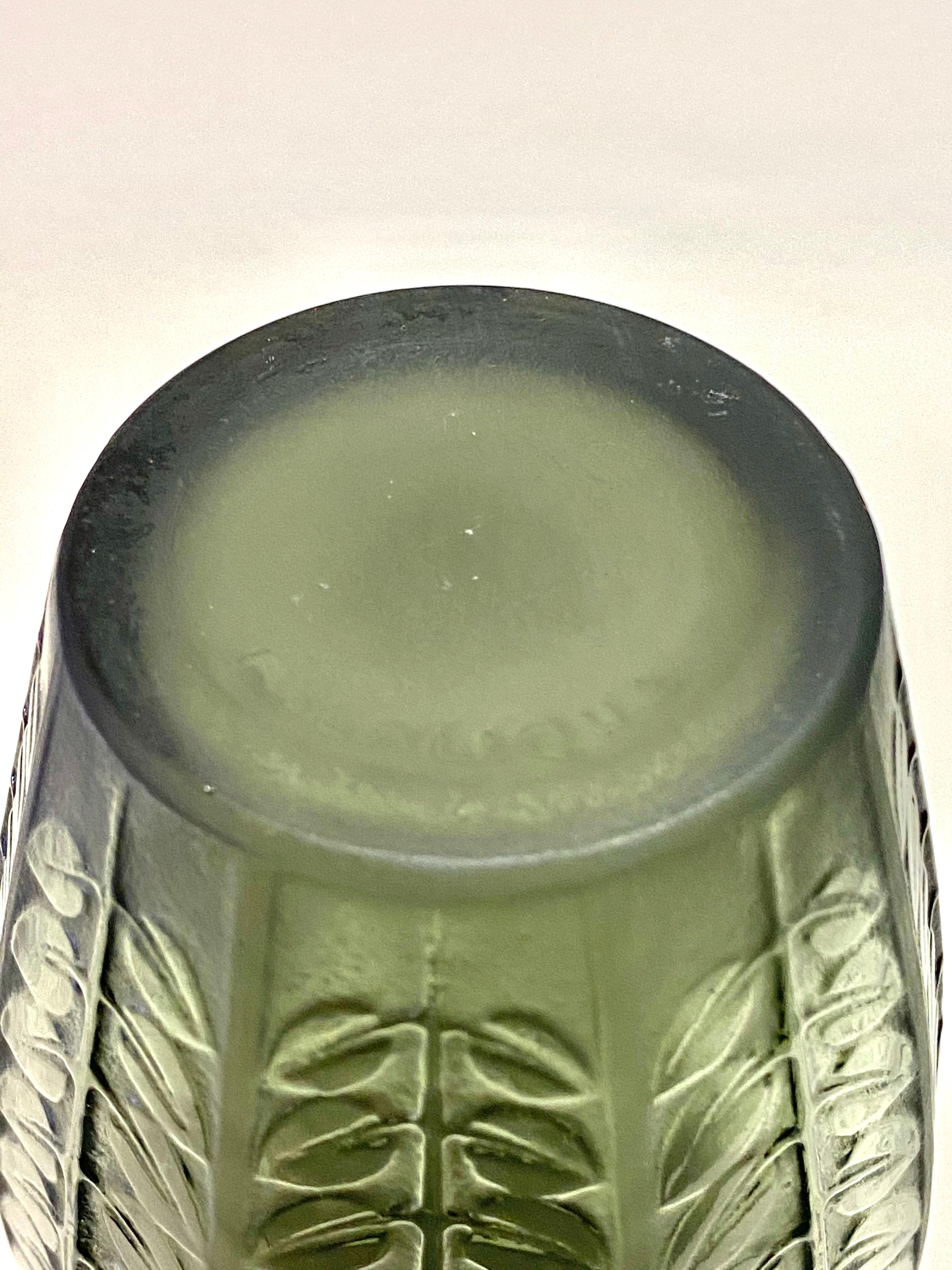 French 1924 René Lalique Tournai Vase in Grey Glass