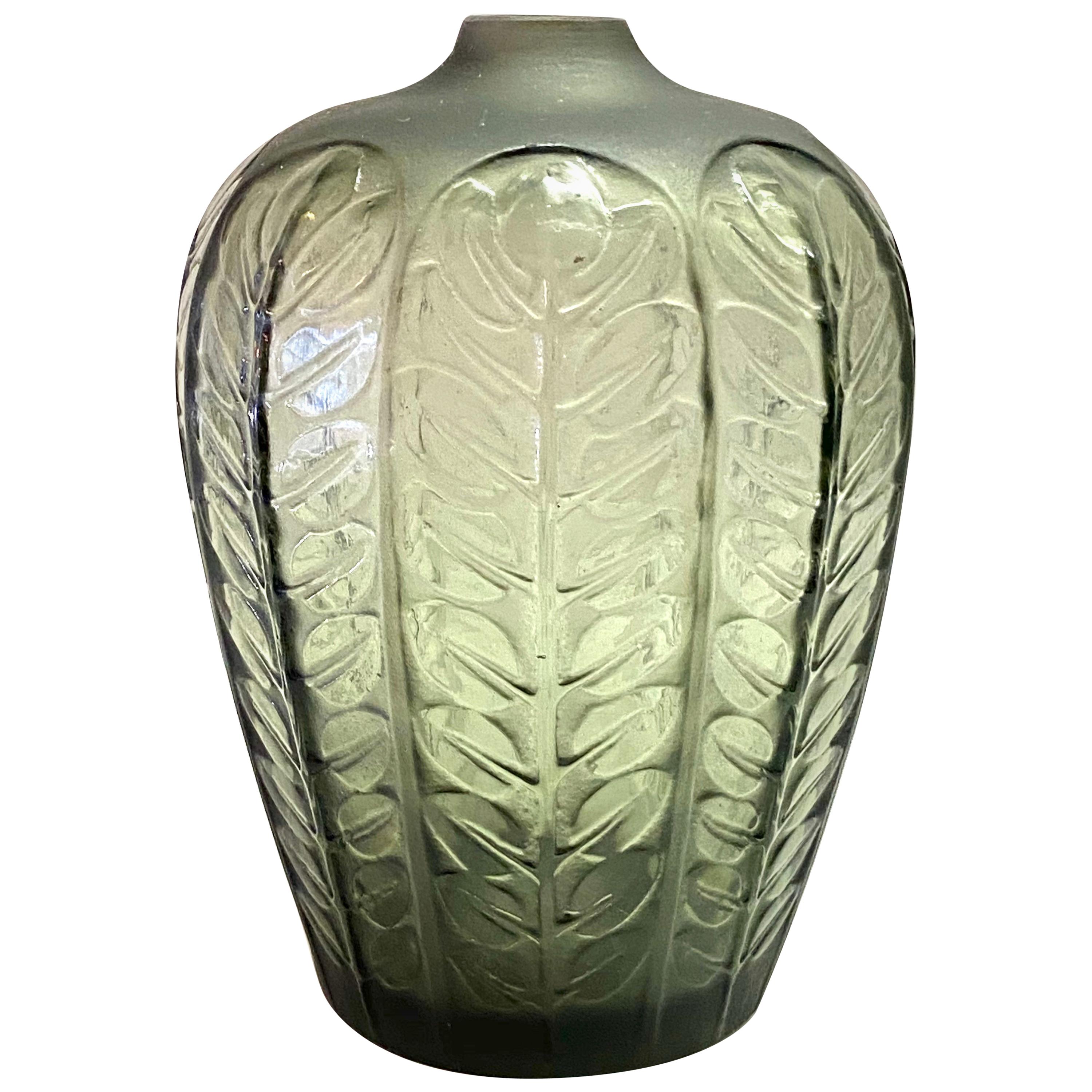 1924 René Lalique Tournai Vase in Grey Glass