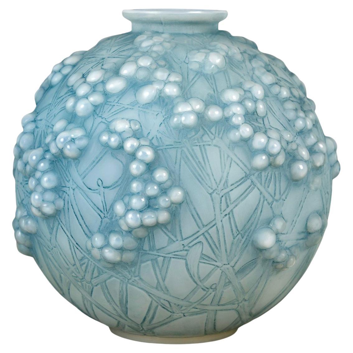 1924 René Lalique - Vase Druide Cased Opalescent Glass With Blue Patina