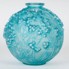 1924 René Lalique - Vase Druide Glass With Blue Patina