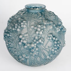 1924 René Lalique - Vase Druide Glass With Blue Patina