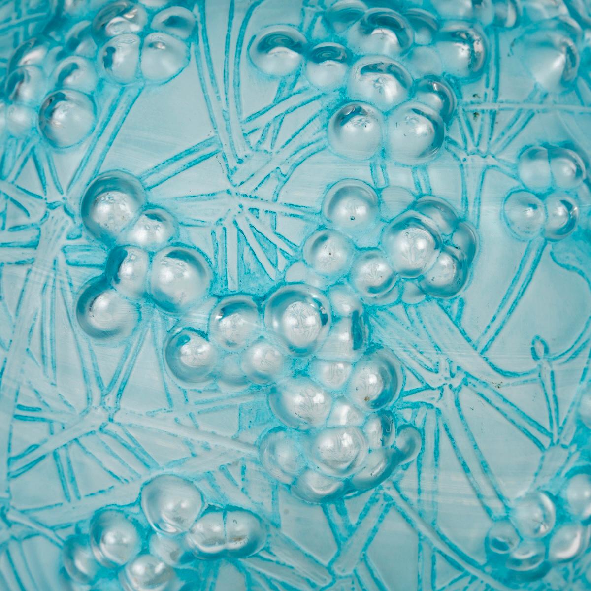 French 1924 René Lalique - Vase Druide Glass With Blue Patina