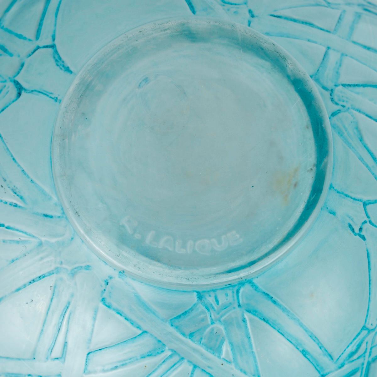 Molded 1924 René Lalique - Vase Druide Glass With Blue Patina