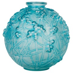 1924 René Lalique - Vase Druide Glass With Blue Patina